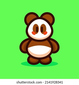 Cute panda cartoon vector icon illustration 