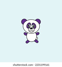 Cute Panda Cartoon. Vector illustration, isolated, on blue background.	