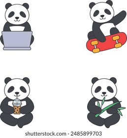 cute panda cartoon vector illustration