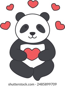 Ilustración vectorial de dibujos animados de panda lindo