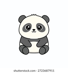 Vector lindo de la historieta del panda aislado en el fondo blanco