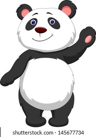 Caricatura de Cute Panda ondeando la mano