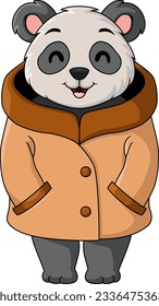Cute panda cartoon wearing jacket
