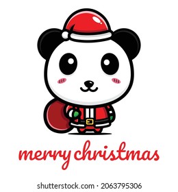cute panda is celebrating christmas