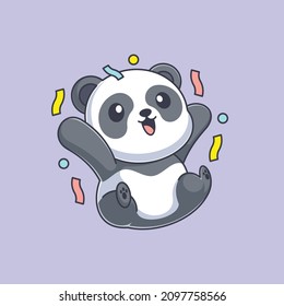 Cute panda celebrating party cartoon