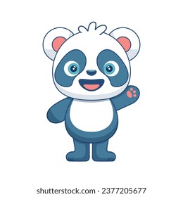 Cute Panda character.  Animal love concept. Flat cartoon style. Vector icon illustration isolated on white background. 