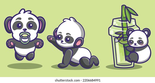 cute panda character bundle and adorable