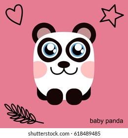 Cute panda character. Cartoon style, Vector Illustration. Sticker, card, isolated design element for kids books and clothes