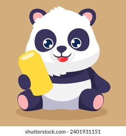 Cute Panda Character Design Illustration