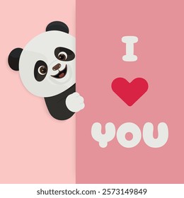 Cute Panda Character Expresses Love With a Playful Message for a Joyful Occasion