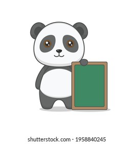 cute panda character holding board