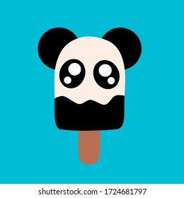 Cute panda character ice cream