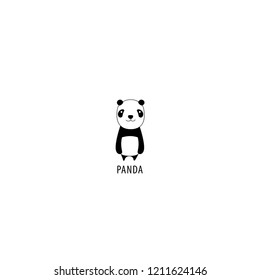 Cute panda character icon, vector illustration
