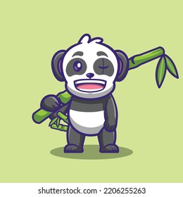 cute panda character imitating samurai style