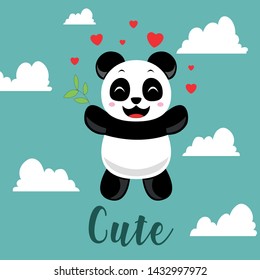 Cute Panda Character in The Sky