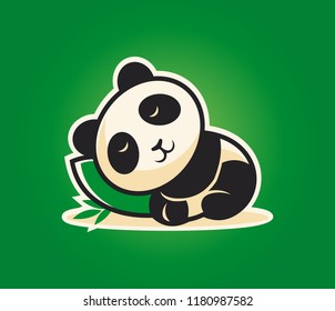 Cute panda character sleeping on a pillow