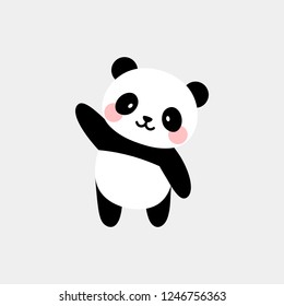 diseño vectorial de caracter panda lindo, tarjeta de saludo, invitación, tarjeta de saludo, afiche, con fondo de color de agua tierno, dibujado a mano