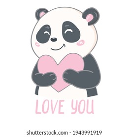 cute panda character vector design, greeting card, invitation, greeting card, poster, with cute, cartoon hand drawn 