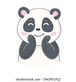 diseño vectorial de personaje panda lindo, tarjeta de saludo, invitación, tarjeta de saludo, afiche, con lindo, dibujado a mano de dibujos animados 