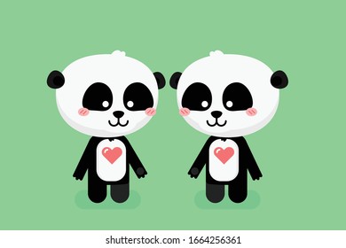 Cute panda character vector illustration