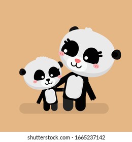 Cute panda character vector illustration