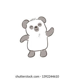 Cute Panda Character. Watercolor Style. Happy Dancing