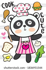 Cute panda chef cartoon for t shirt