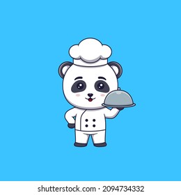 Chef de cocina panda con vestidor de restaurante