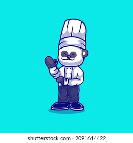 cute panda chef illustration, perfect for a cute mascot or chef t-shirt design