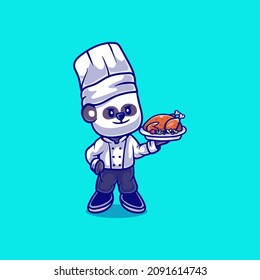 cute panda chef illustration, perfect for a cute mascot or chef t-shirt design