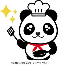 cute panda chef and red scarf