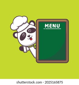 cute panda chef. cute vector design character. Vector isolated flat illustration for poster, brochure, web, mascot, sticker, logo and icon.