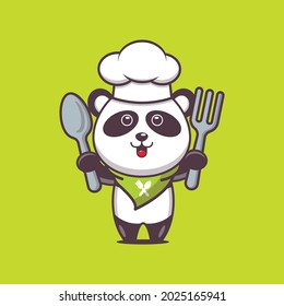 cute panda chef. cute vector design character. Vector isolated flat illustration for poster, brochure, web, mascot, sticker, logo and icon.