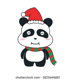 cute panda christmas cartoon illustration