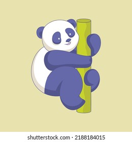 Ilustración de vectores de árbol de bambú de escalada de panda cúpula