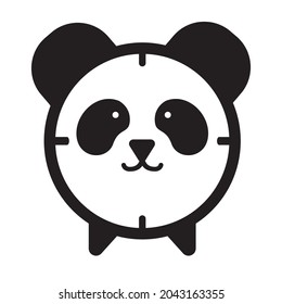 cute panda clock illustration with white background