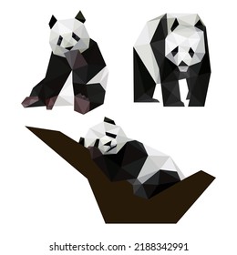 Cute Panda Collection Polygonal Low Poly Stock Vector (Royalty Free ...