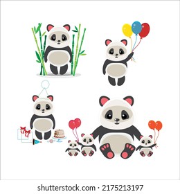 cute panda collection vector illustration