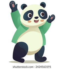 Cute panda of colorful set. This design captures the essence of joy and playfulness with its colorful depiction of a funny little panda. Vector illustration.