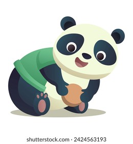 Cute panda of colorful set. This image showcase a delightful and colorful portrayal of a funny little panda, sure to bring smiles. Vector illustration.