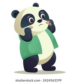 Cute panda of colorful set. This cartoon design feature a lovable, funny little panda, its colorful depiction adding a playful charm to the white background. Vector illustration.