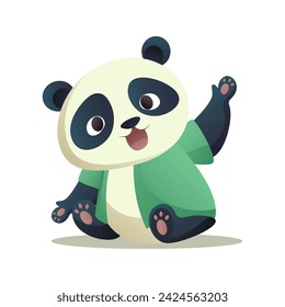 Cute panda of colorful set. This design feature a whimsical little panda, beautifully crafted with vibrant hues and playful details that pop against the clean white canvas. Vector illustration.