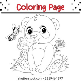 Cute Panda coloring page. animal coloring book for kids.