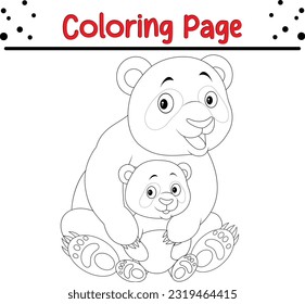 Cute Panda coloring page. animal coloring book for kids.