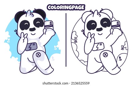 cute panda coloring page for kids