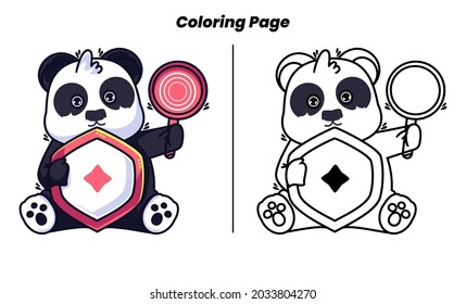cute panda with coloring pages suitable for kids