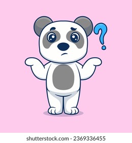 Cute panda confused cartoon vector icon illustration