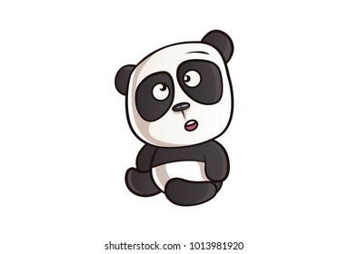 Cute Panda Confused Illustration. Vector illustration. Isolated on white background.
