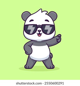 Cute Panda Cool Wearing Glasses Cartoon Vector Icon 
Illustration. Animal Nature Icon Concept Isolated Premium 
Vector. Flat Cartoon Style