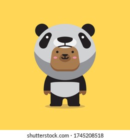 cute panda costume vector Icon Illustration. Animal Icon Concept Isolated Premium Vector,Sticker